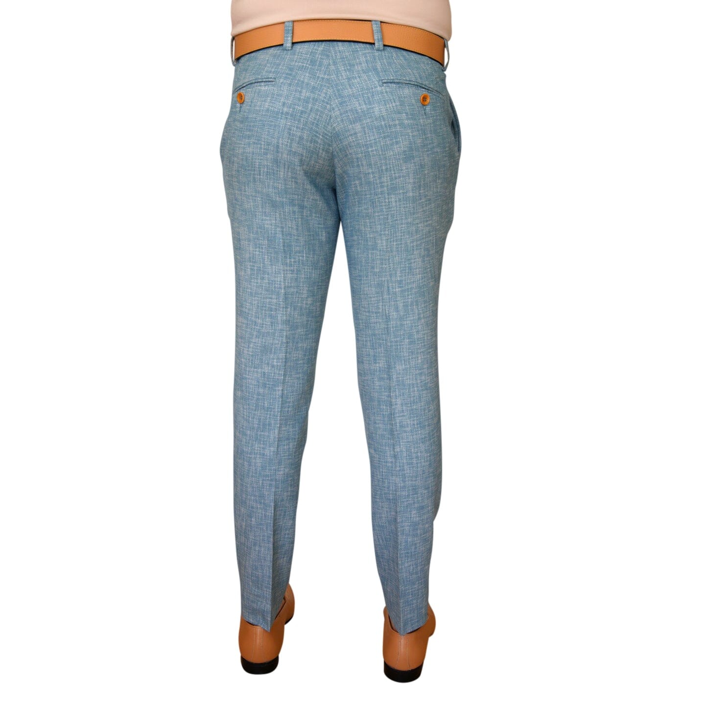 Teal Blu Lino Tweed Trousers