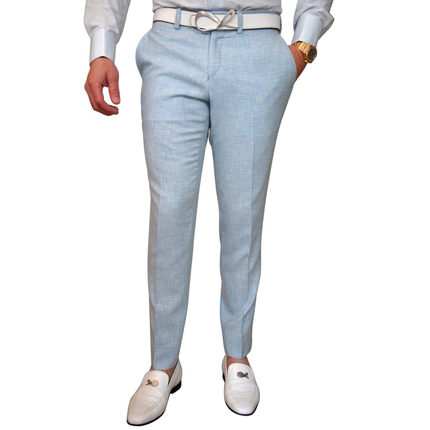 Baby Blu Lino Tweed Trousers