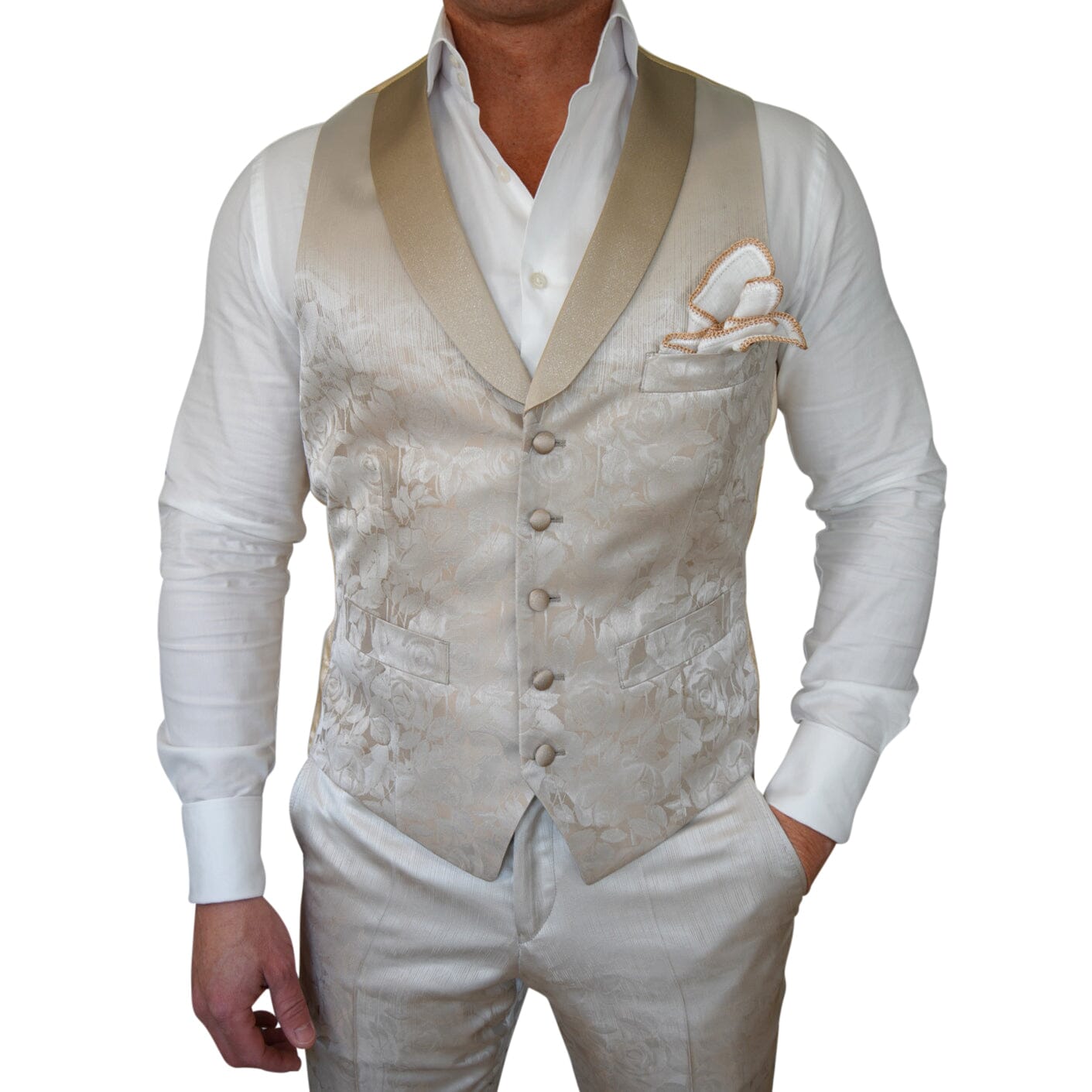 Champagne Sateen Ombre Ciottoli Waistcoat