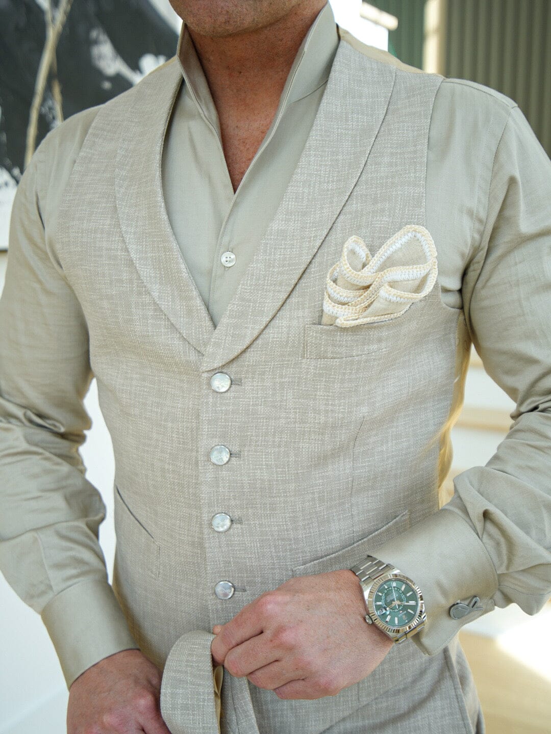 Avena Lino Tweed Ciottoli Waistcoat