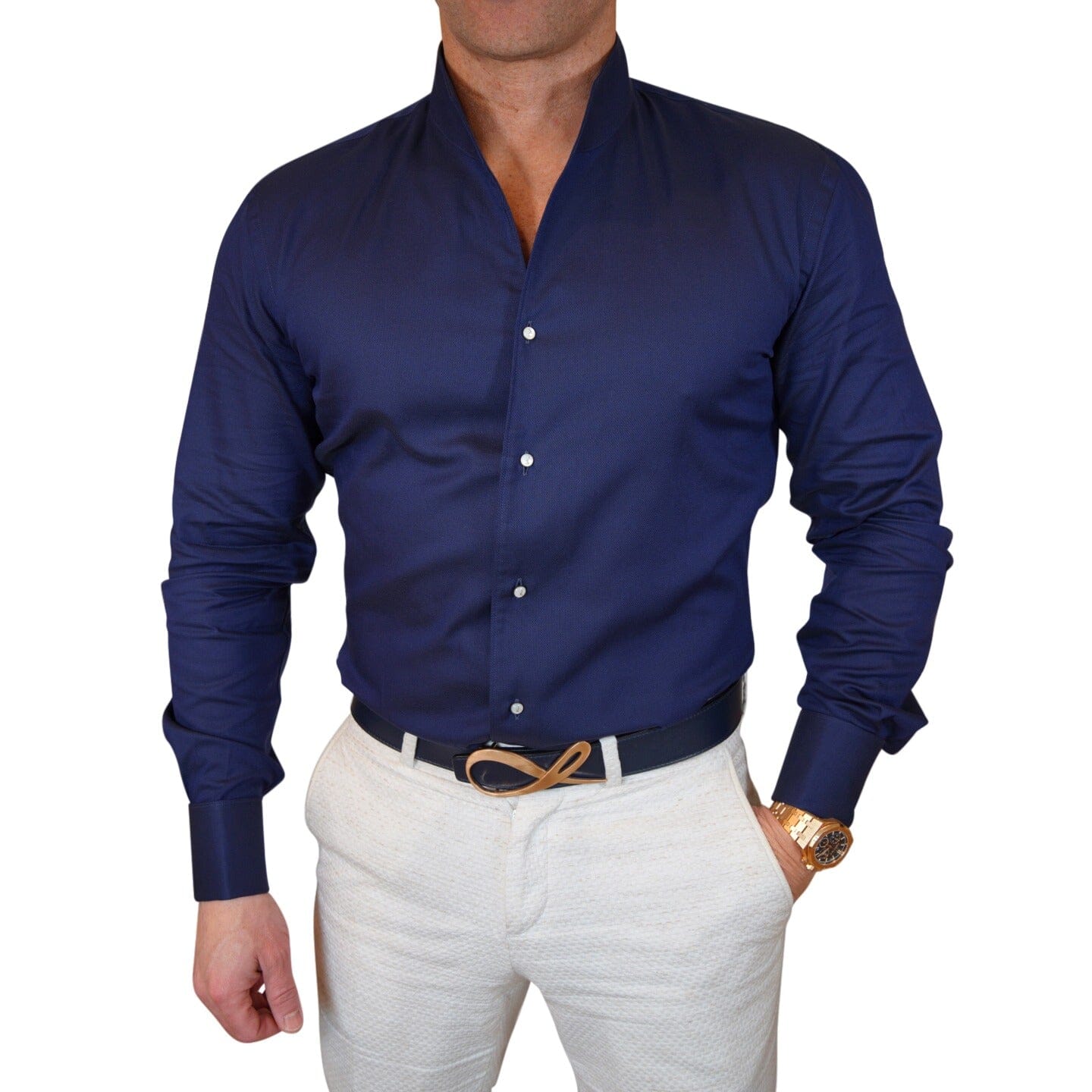 birdseye dress shirt Blu Birdseye Solopezzo Dress Shirt Custom / Custom