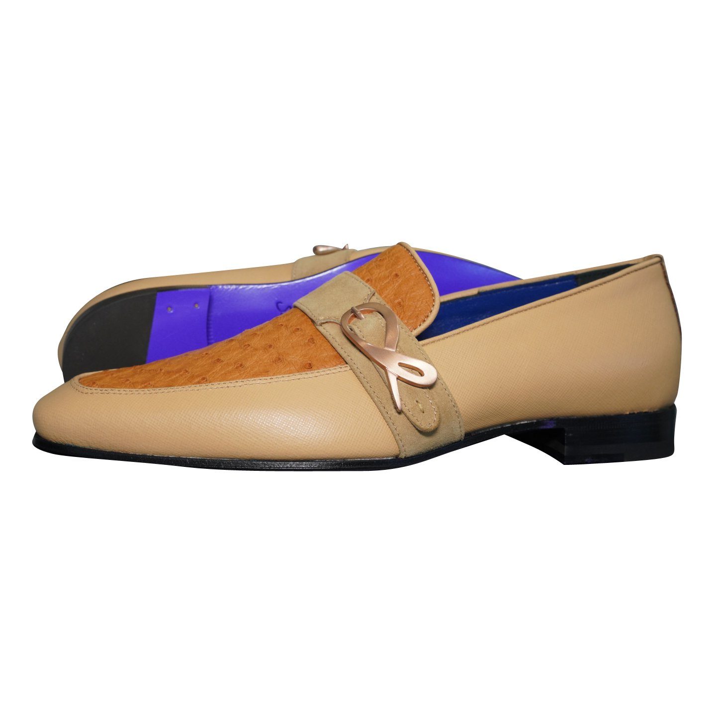 Tuscan Ostrich Monk Rose Gold Loafer