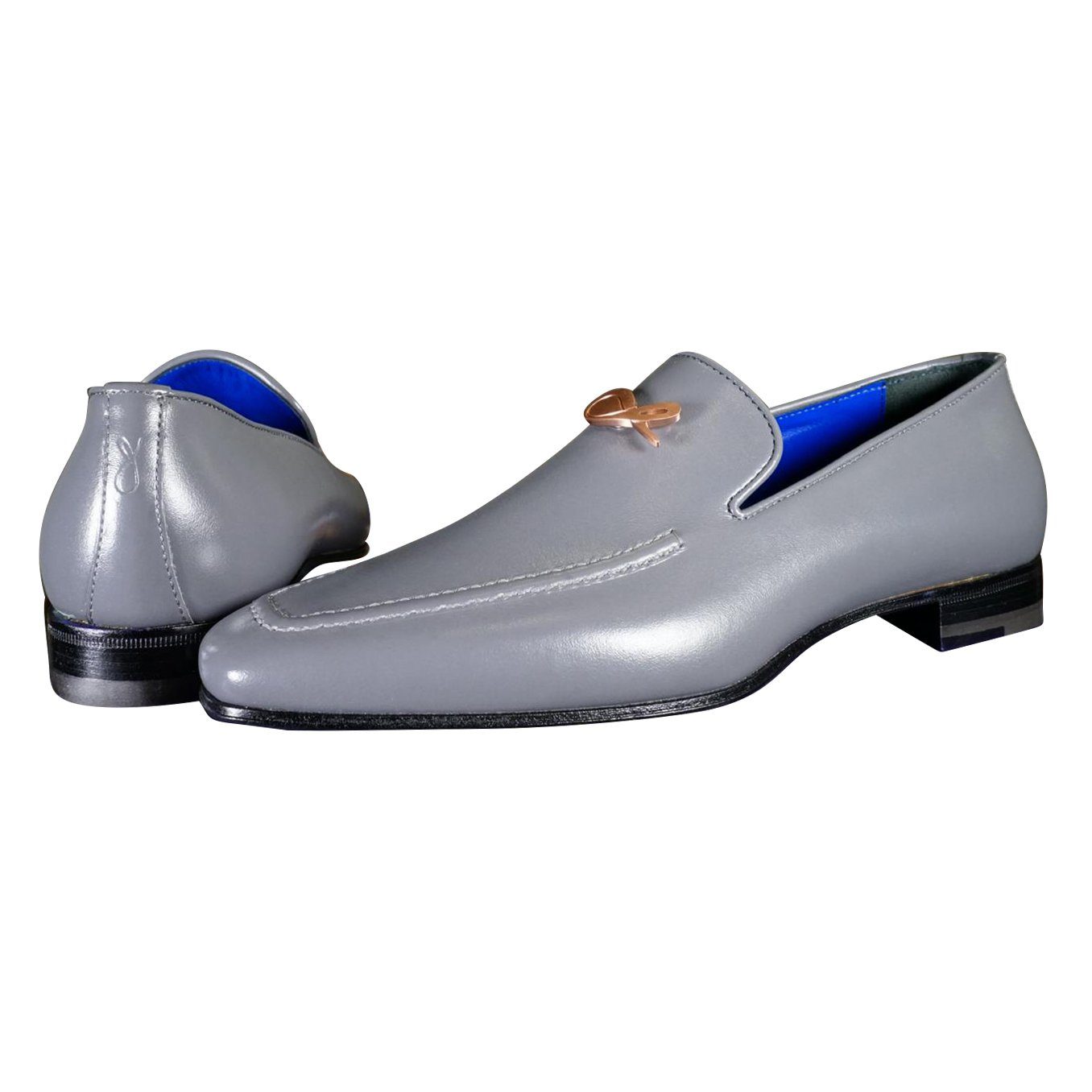 Grafite With Rose Gold Hardware Leather Loafers