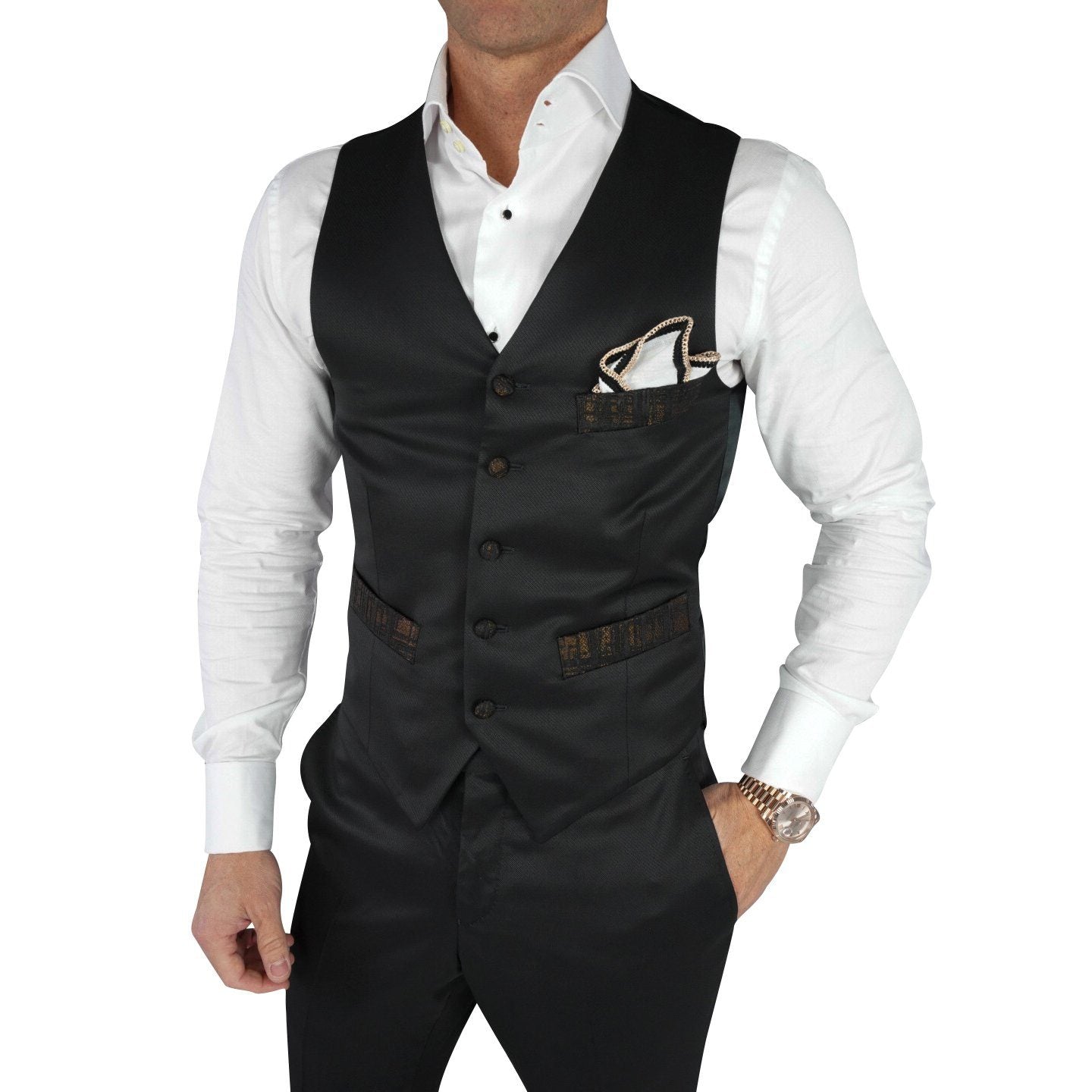 Black Bronze Astrato Naked Ciottoli Waistcoat @ The Vault