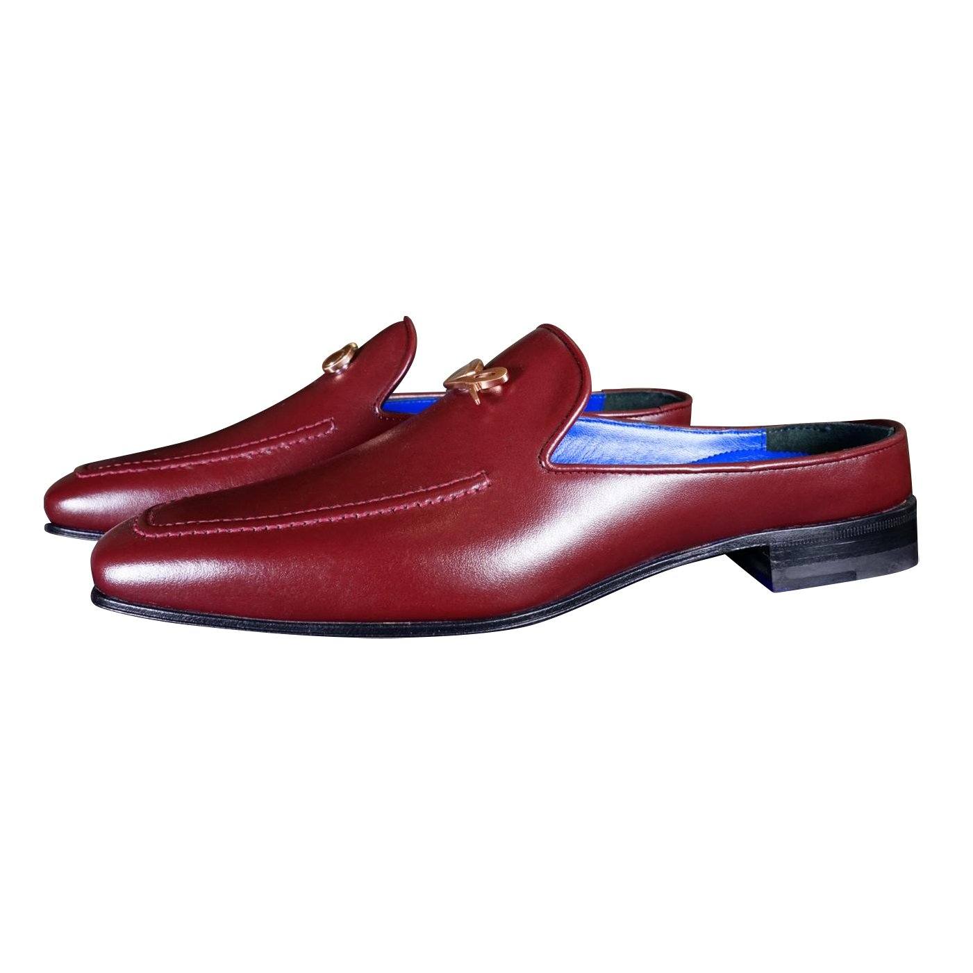 Bordo With Rose Gold Hardware Leather Slippers
