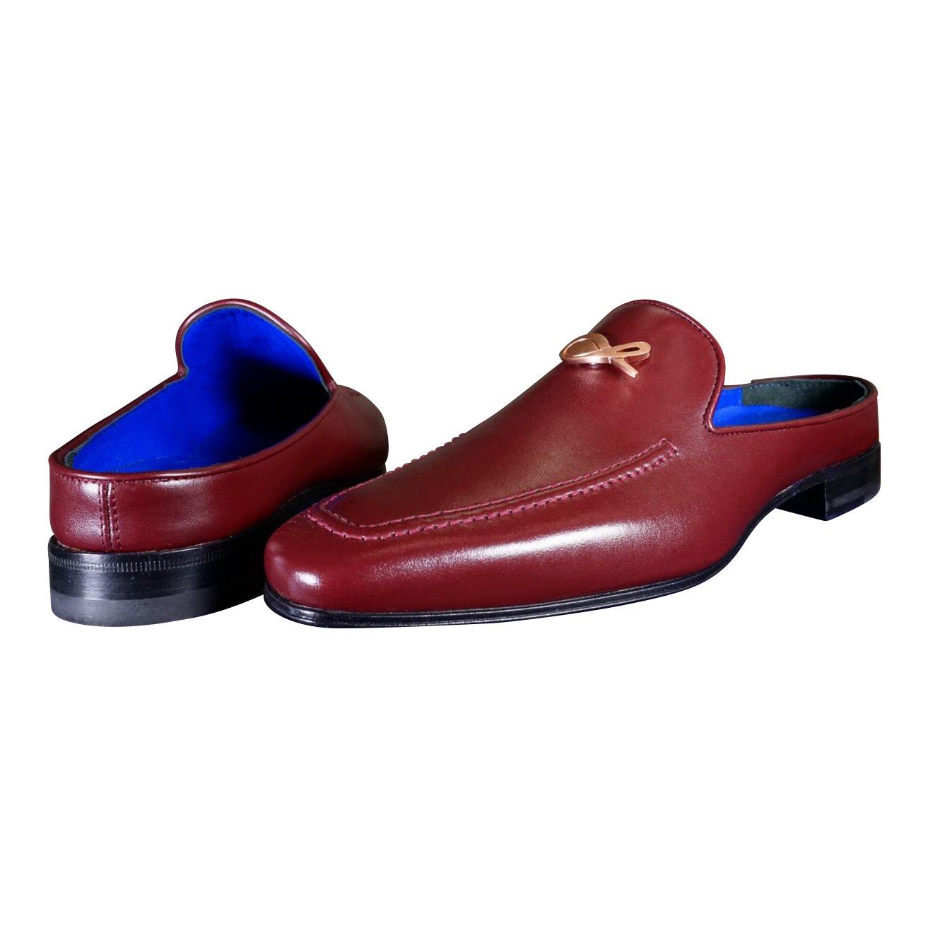Bordo With Rose Gold Hardware Leather Slippers
