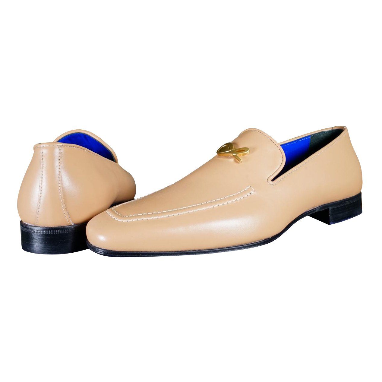 Latte With Yellow Gold Hardware Leather Loafers