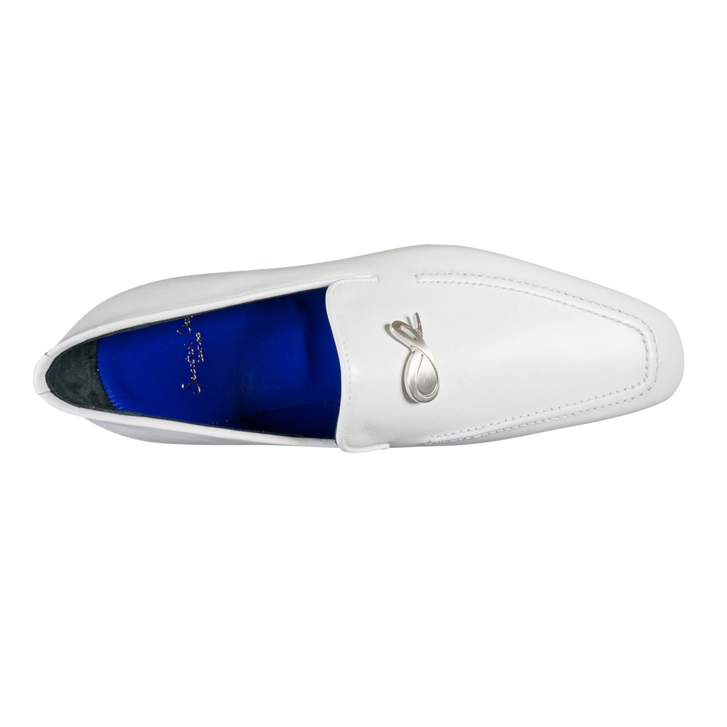 Bianco With Silver Hardware Leather Loafers @ The Vault