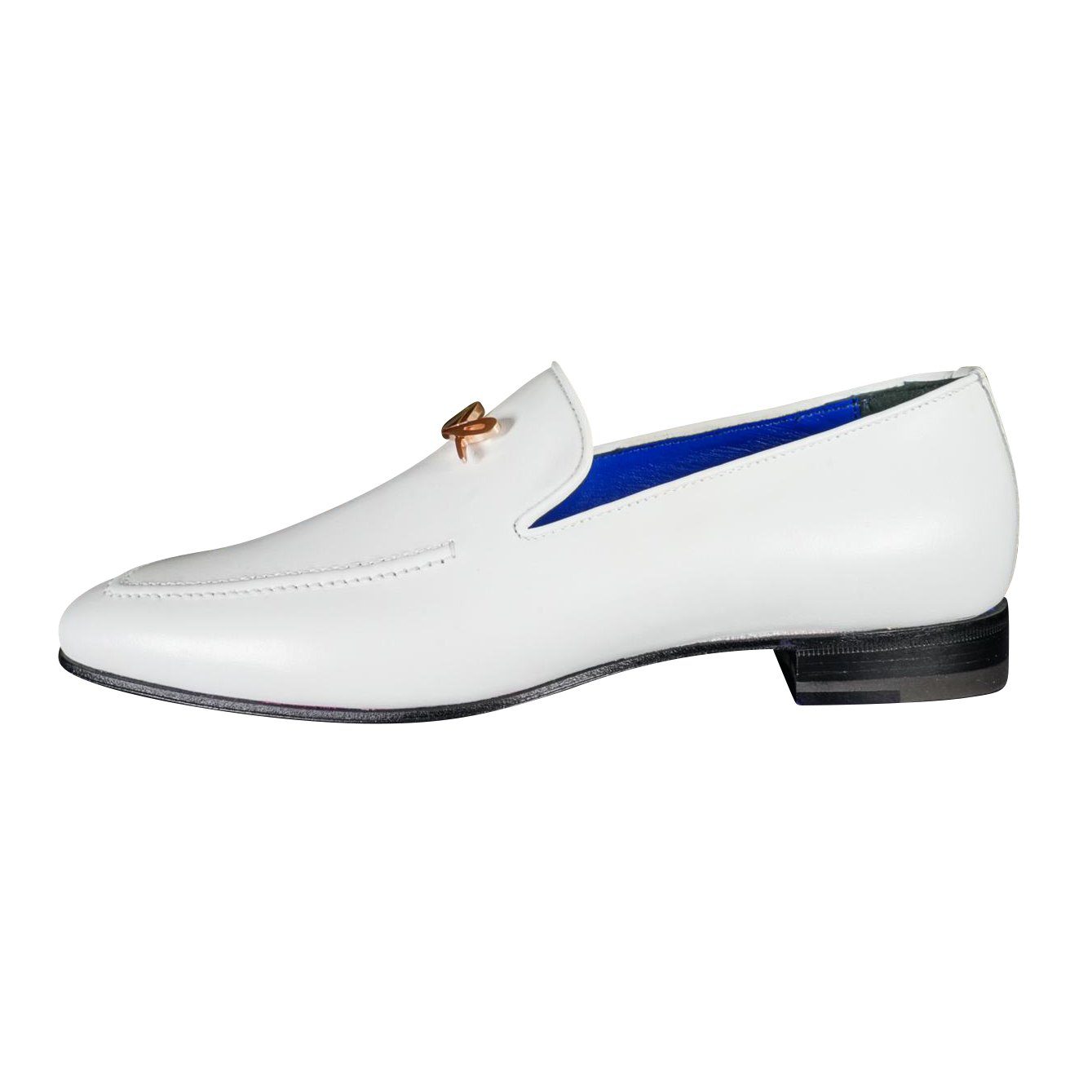 Bianco With Rose Gold Hardware Leather Loafers @ The Vault