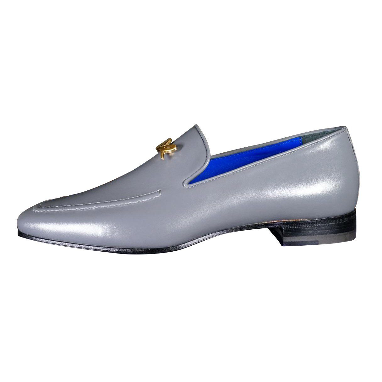 Grafite With Yellow Gold Hardware Leather Loafers