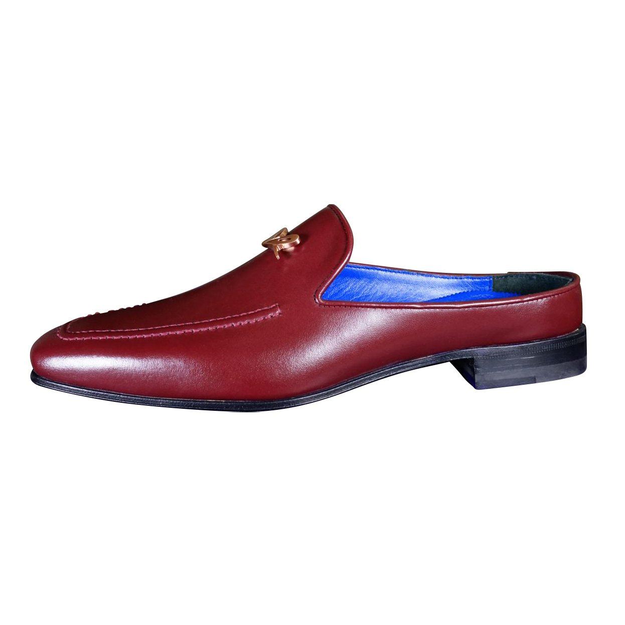 Bordo With Rose Gold Hardware Leather Slippers