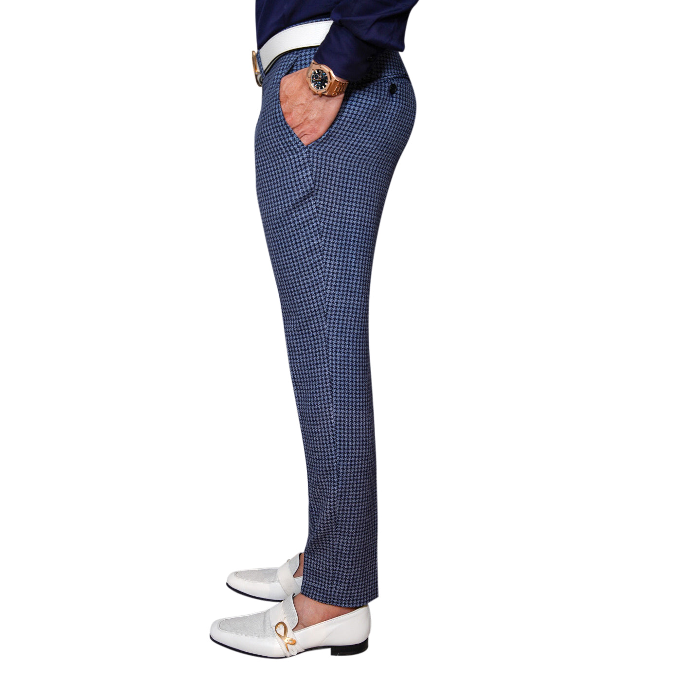 Powder Mica Blu Boucle Trousers @ The Vault