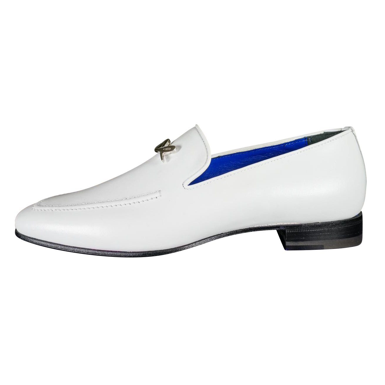 Bianco With Silver Hardware Leather Loafers @ The Vault