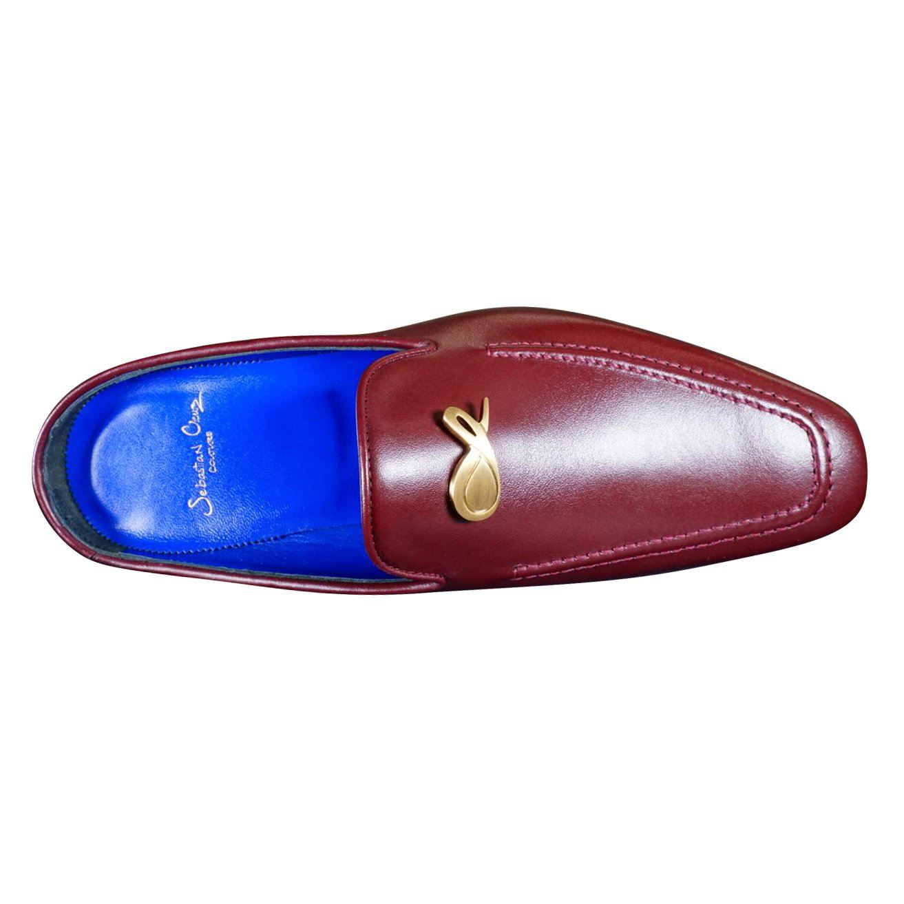 Bordo With Yellow Gold Hardware Leather Slippers