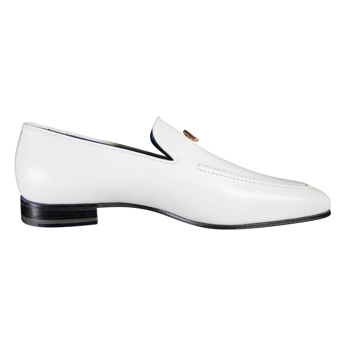 Bianco With Rose Gold Hardware Leather Loafers @ The Vault