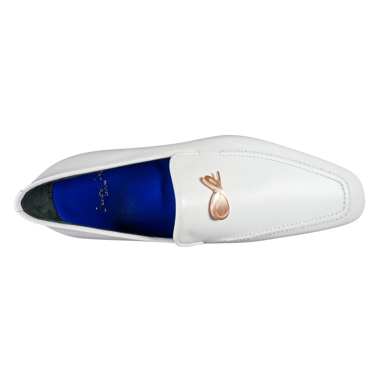 Bianco With Rose Gold Hardware Leather Loafers
