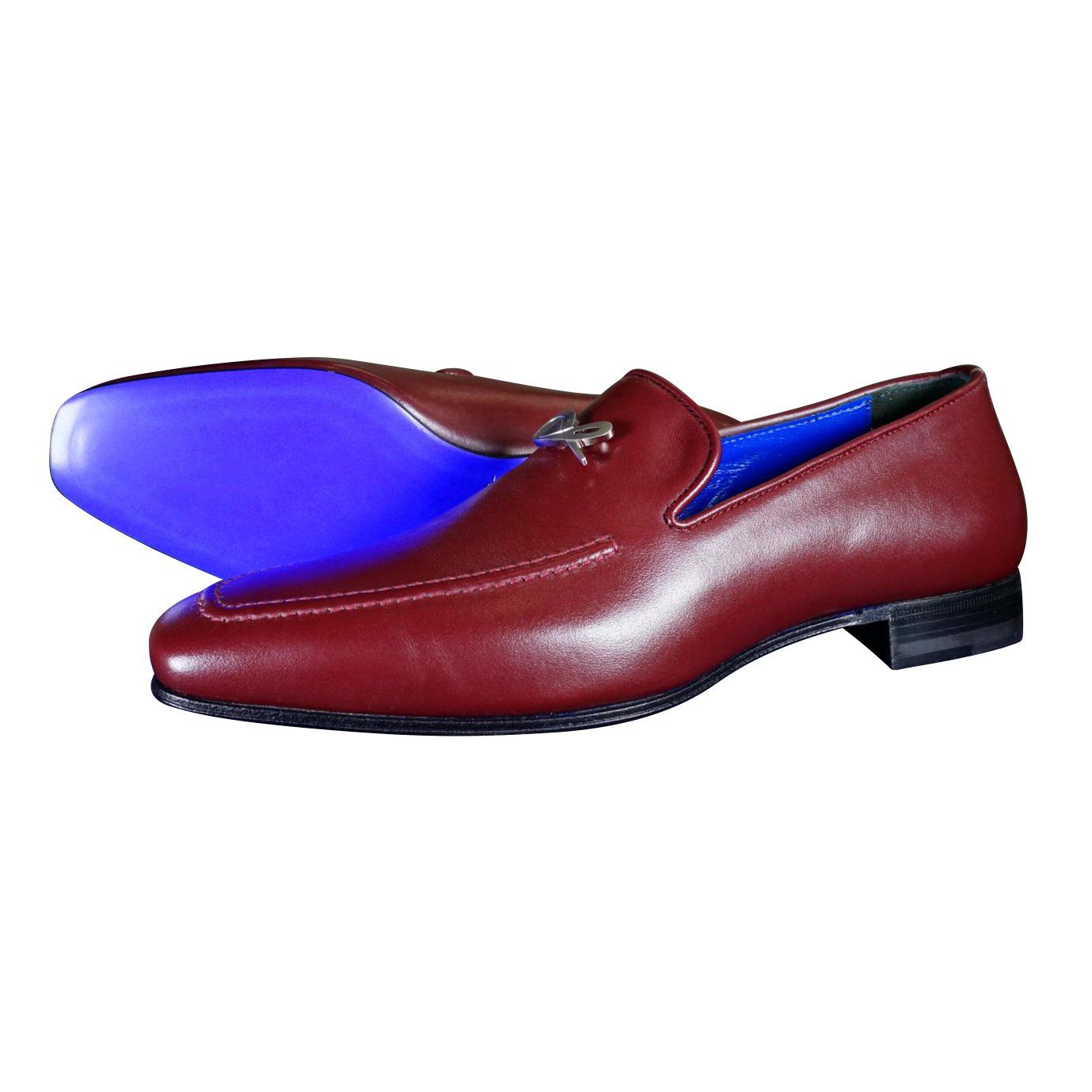 Bordo With Silver Hardware Leather Loafers