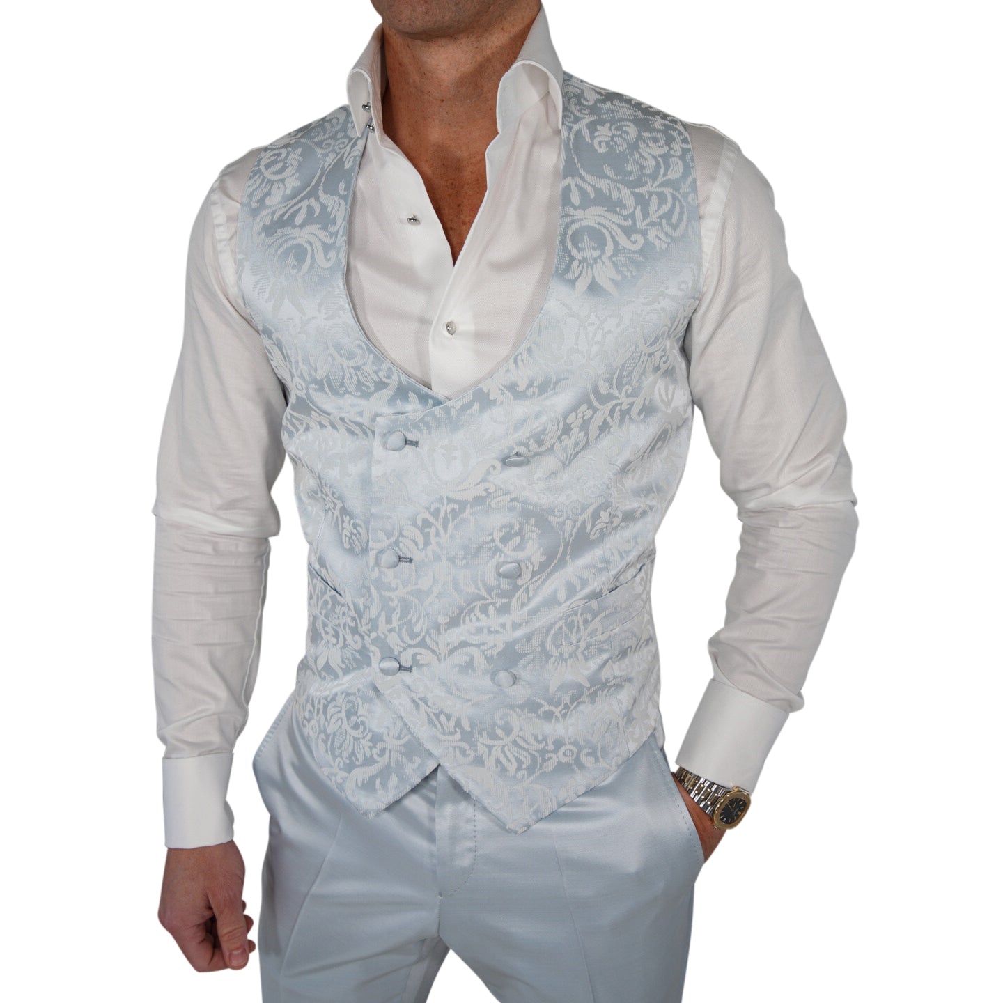 Blu Ghiaccio Naked Double Breasted Waistcoat @ The Vault