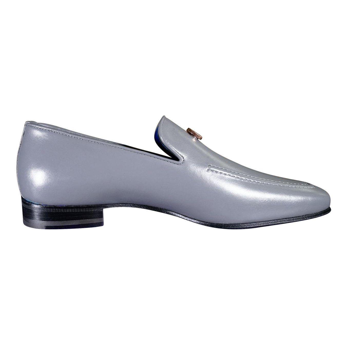 Grafite With Yellow Gold Hardware Leather Loafers