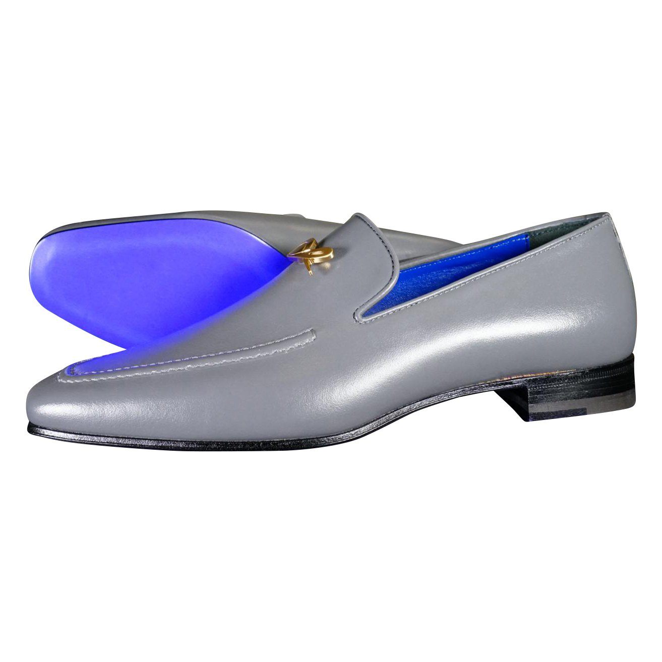 Grafite With Yellow Gold Hardware Leather Loafers