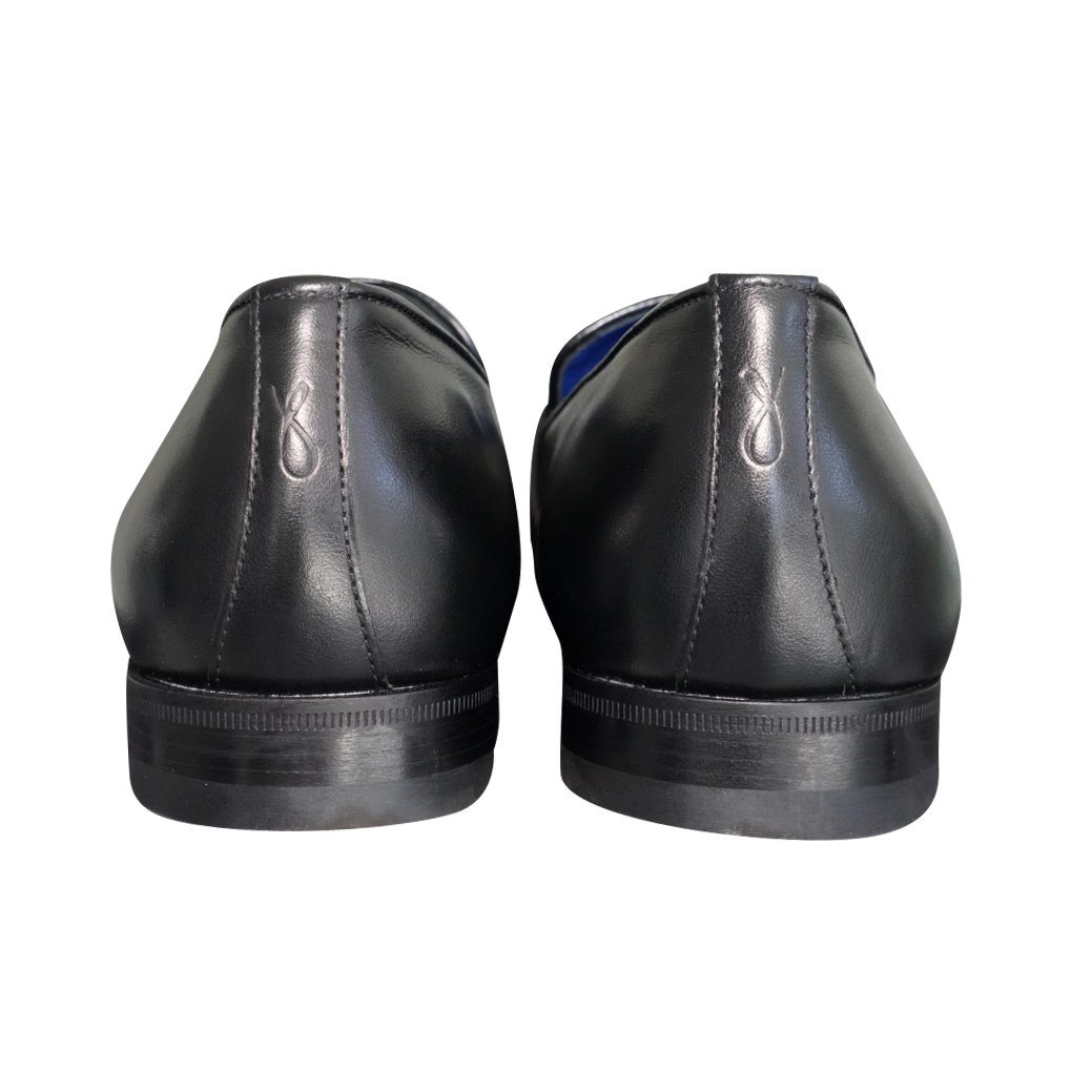 Black Diamante Leather Monk Silver Loafer @ The Vault