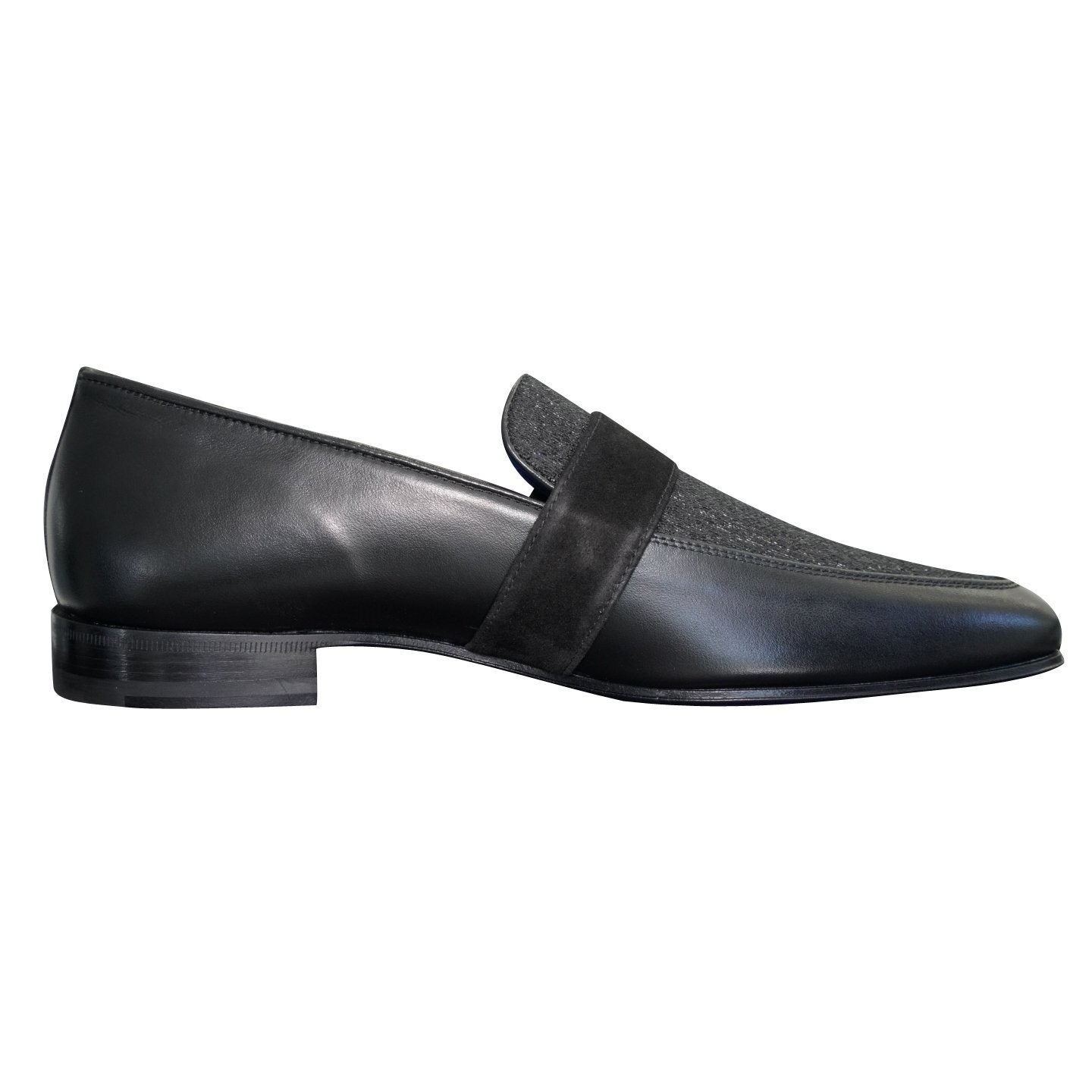 Black Diamante Leather Monk Silver Loafer @ The Vault