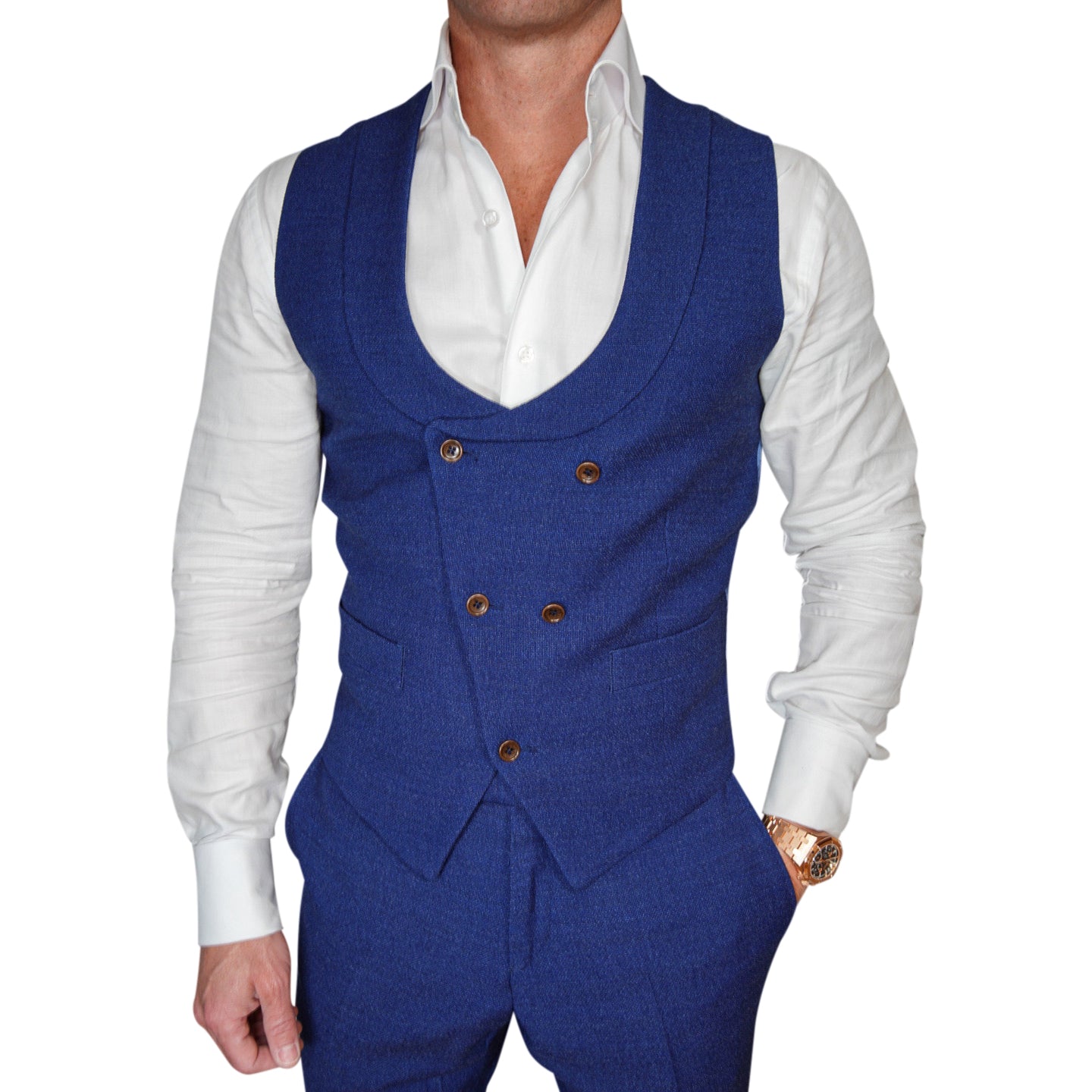 Lapis Blu Intreccio Double Breasted Waistcoat