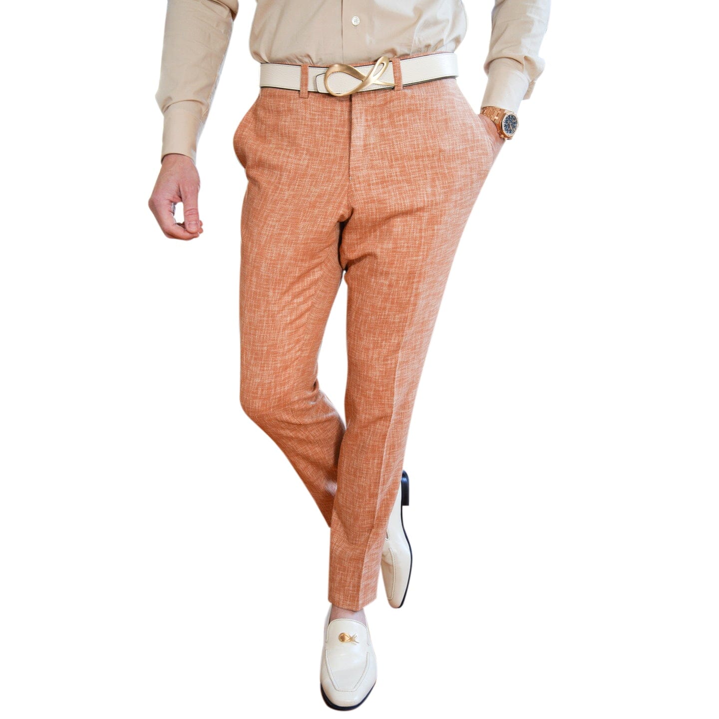 Copper Lino Tweed Trousers