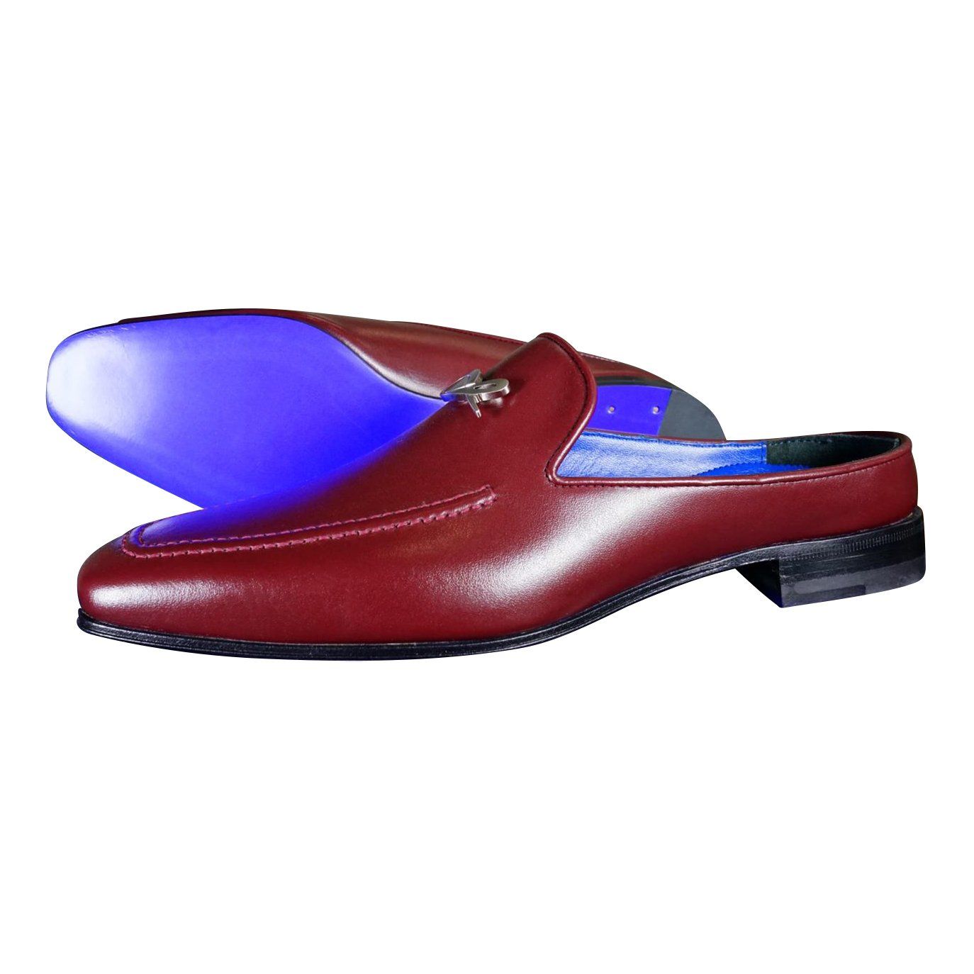 Bordo With Silver Hardware Leather Slippers