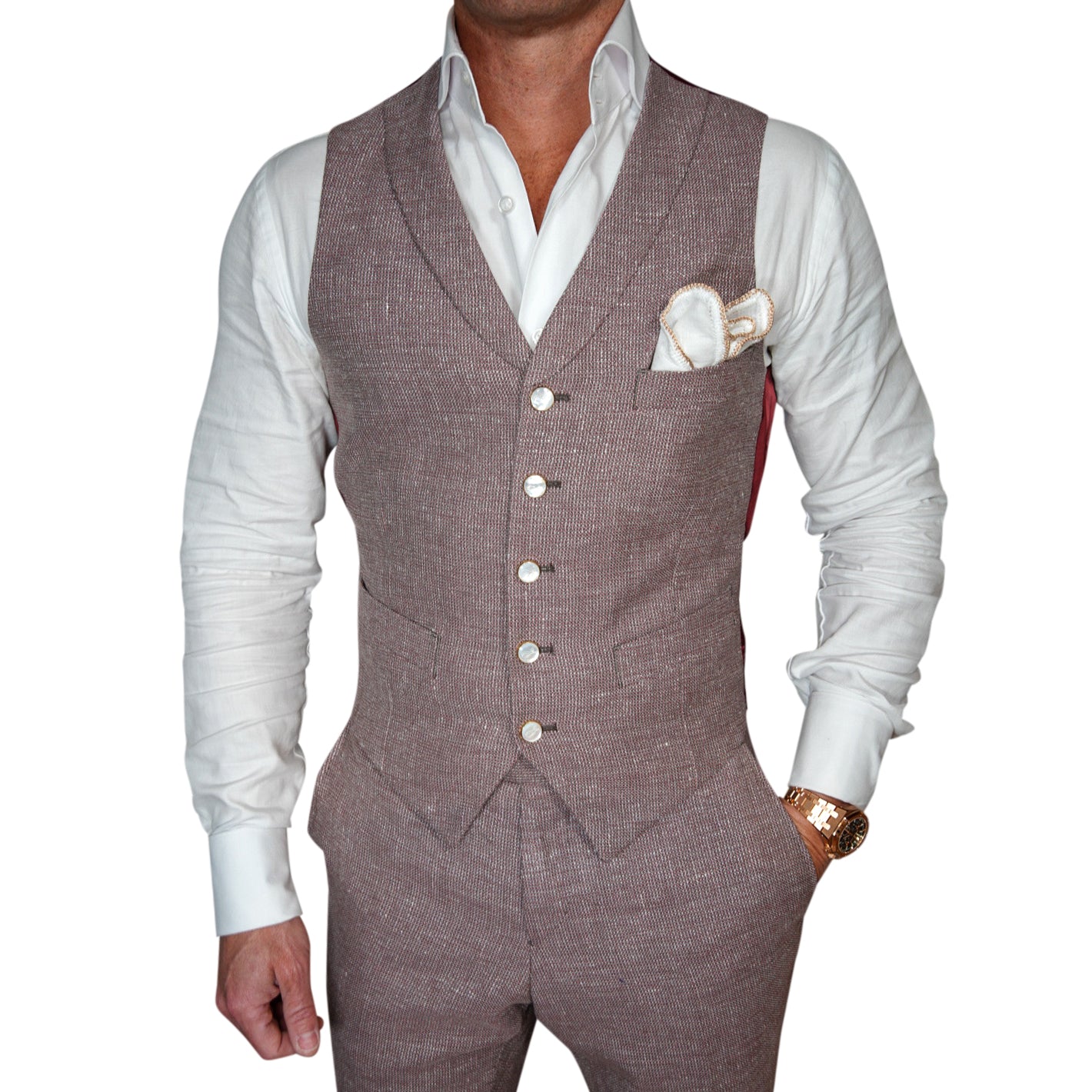 Moca Rosa Ecru Ciottoli Waistcoat