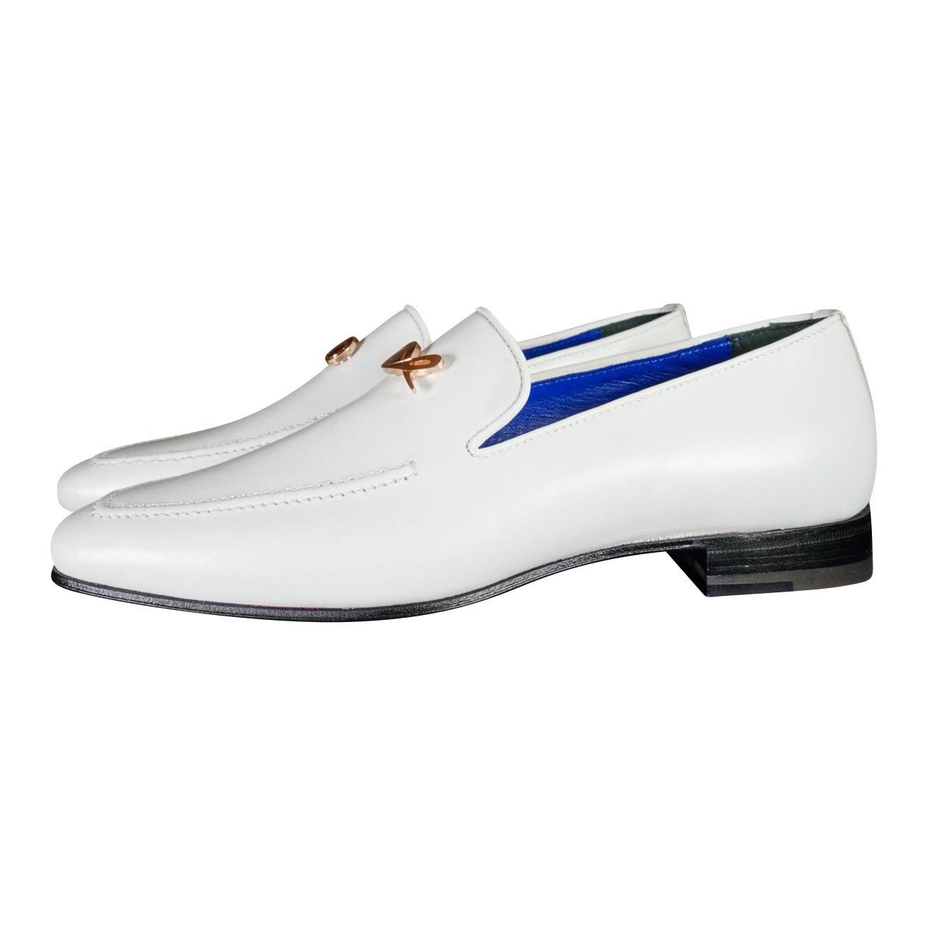 Bianco With Rose Gold Hardware Leather Loafers @ The Vault