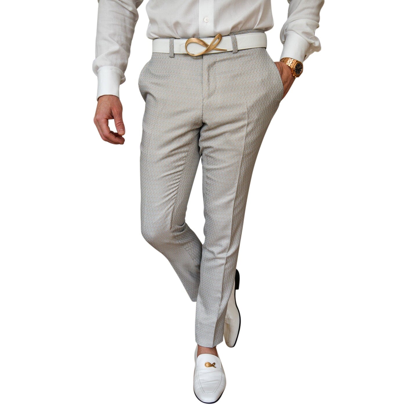 Oyster Herringbone Trousers @ The Vault