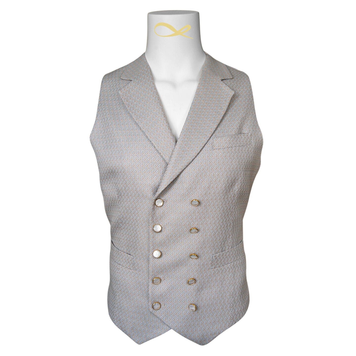 Oyster Herringbone Gemelli Waistcoat @ The Vault