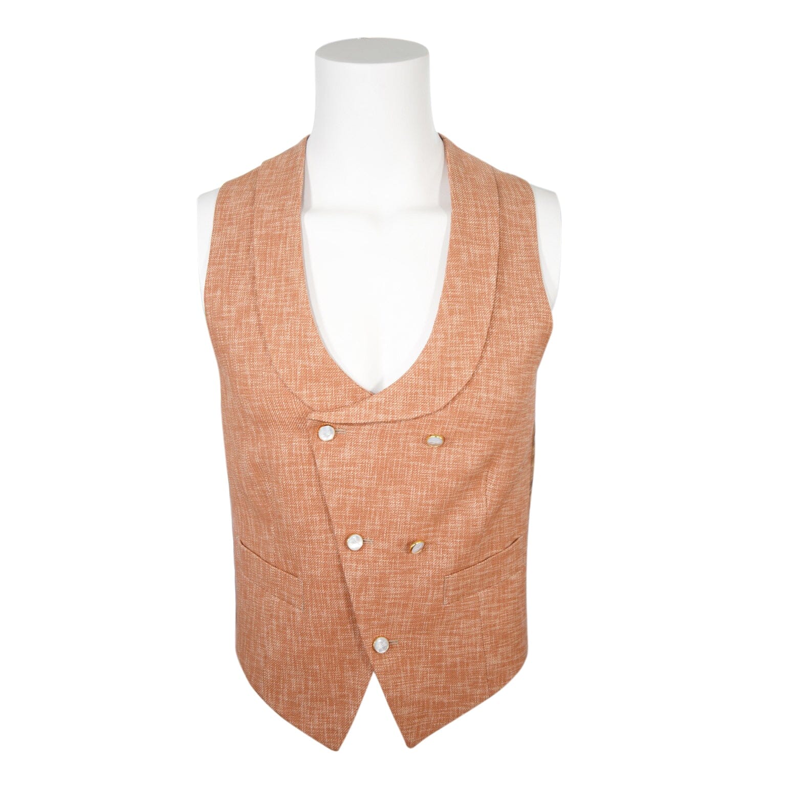 Copper Lino Tweed Double Breasted Waistcoat