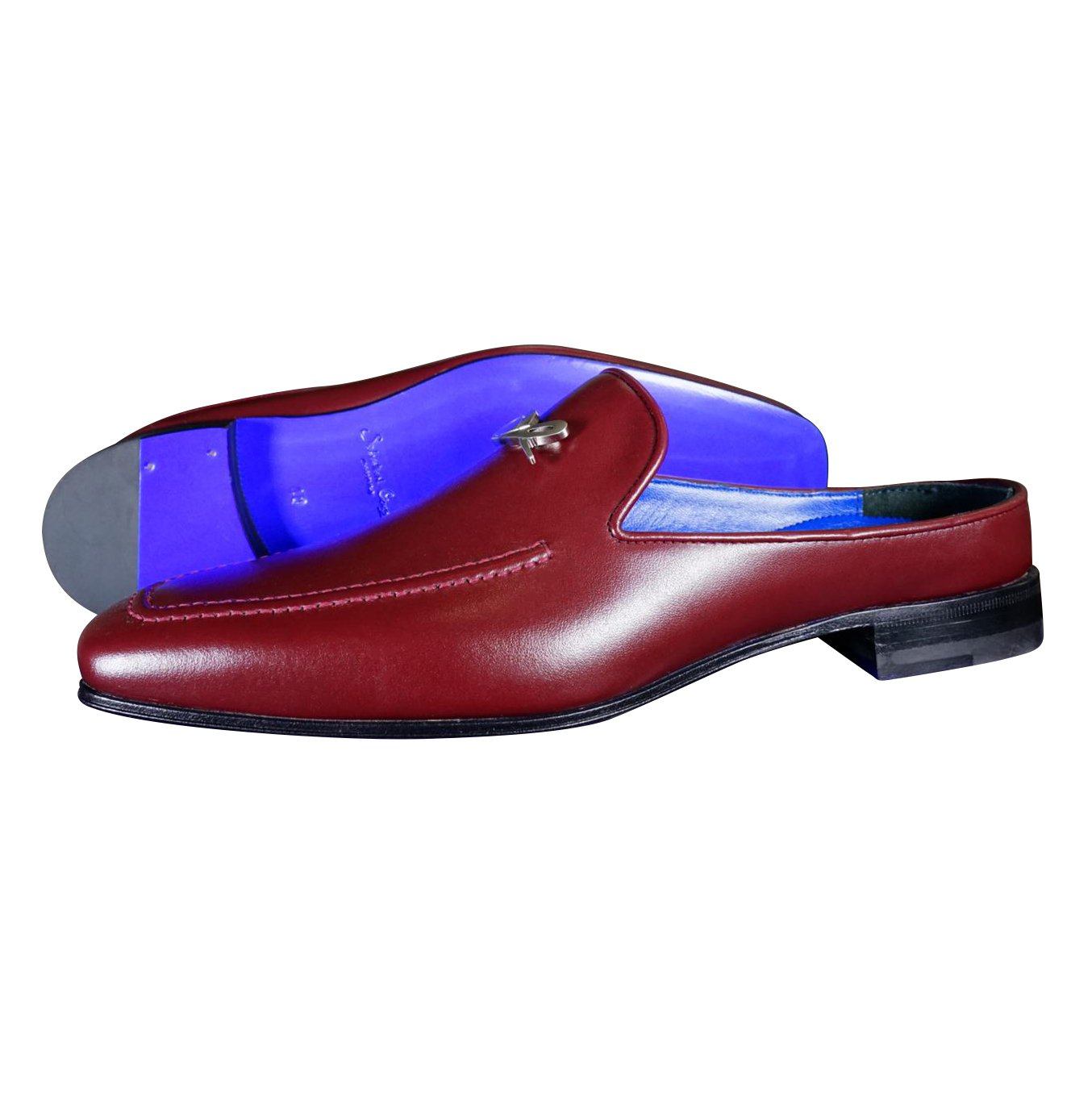 Bordo With Silver Hardware Leather Slippers