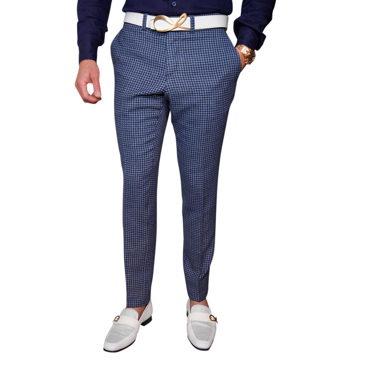 Powder Mica Blu Boucle Trousers @ The Vault