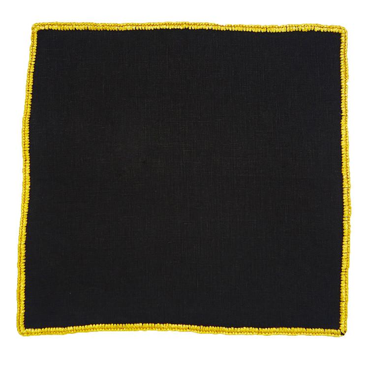 Black Raso with Yellow Gold Flake Signature Border - Sebastian Cruz Couture