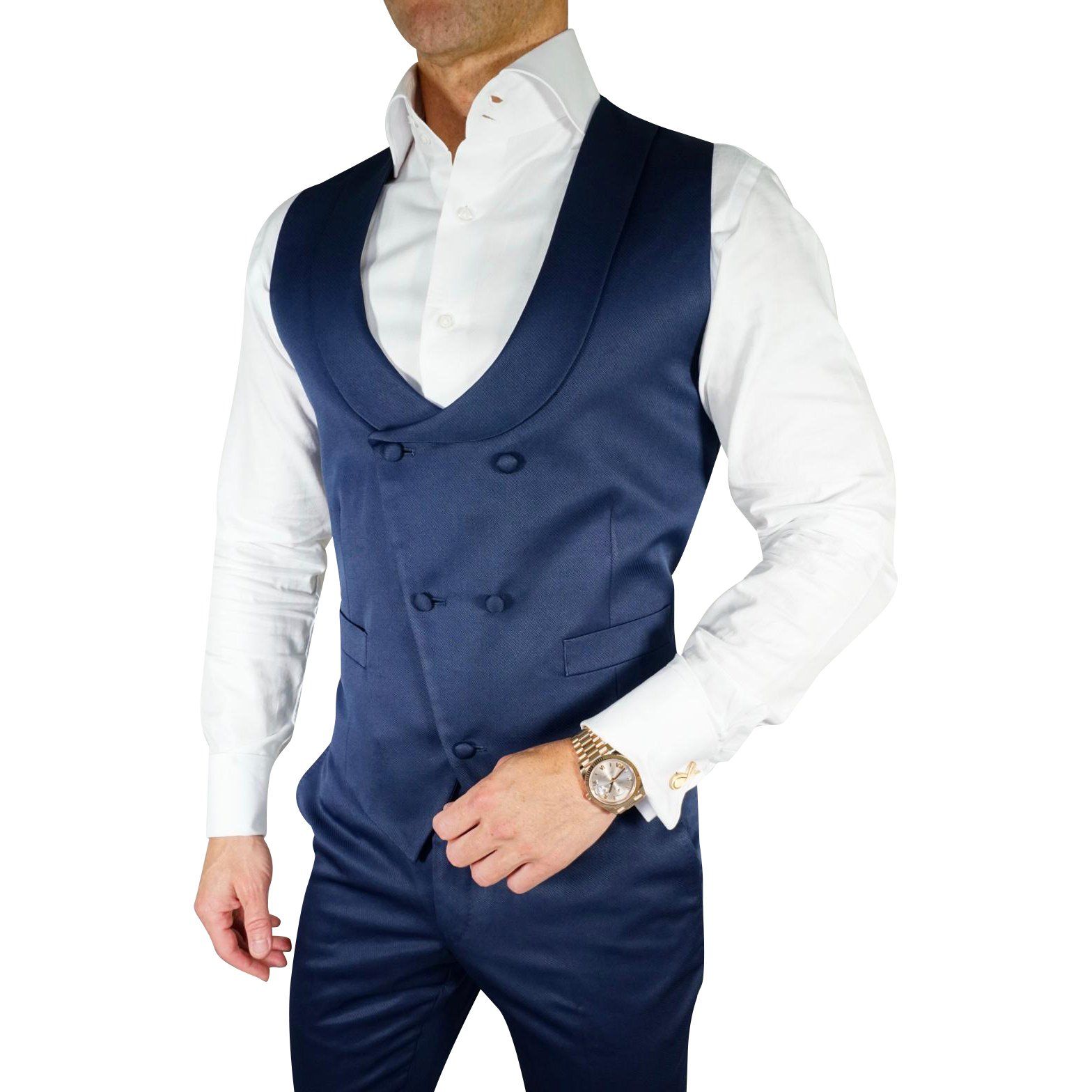 Navy Blue Lucentezza Double Breasted Waistcoat