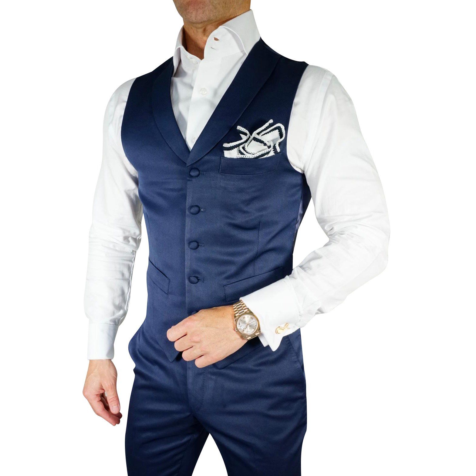 Navy Blue Lucentezza Ciottoli Waistcoat