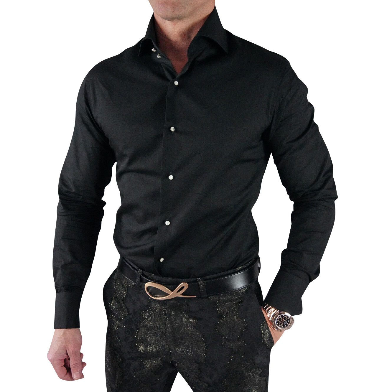 Black Classico Signature Tuxedo Shirt @ The Vault