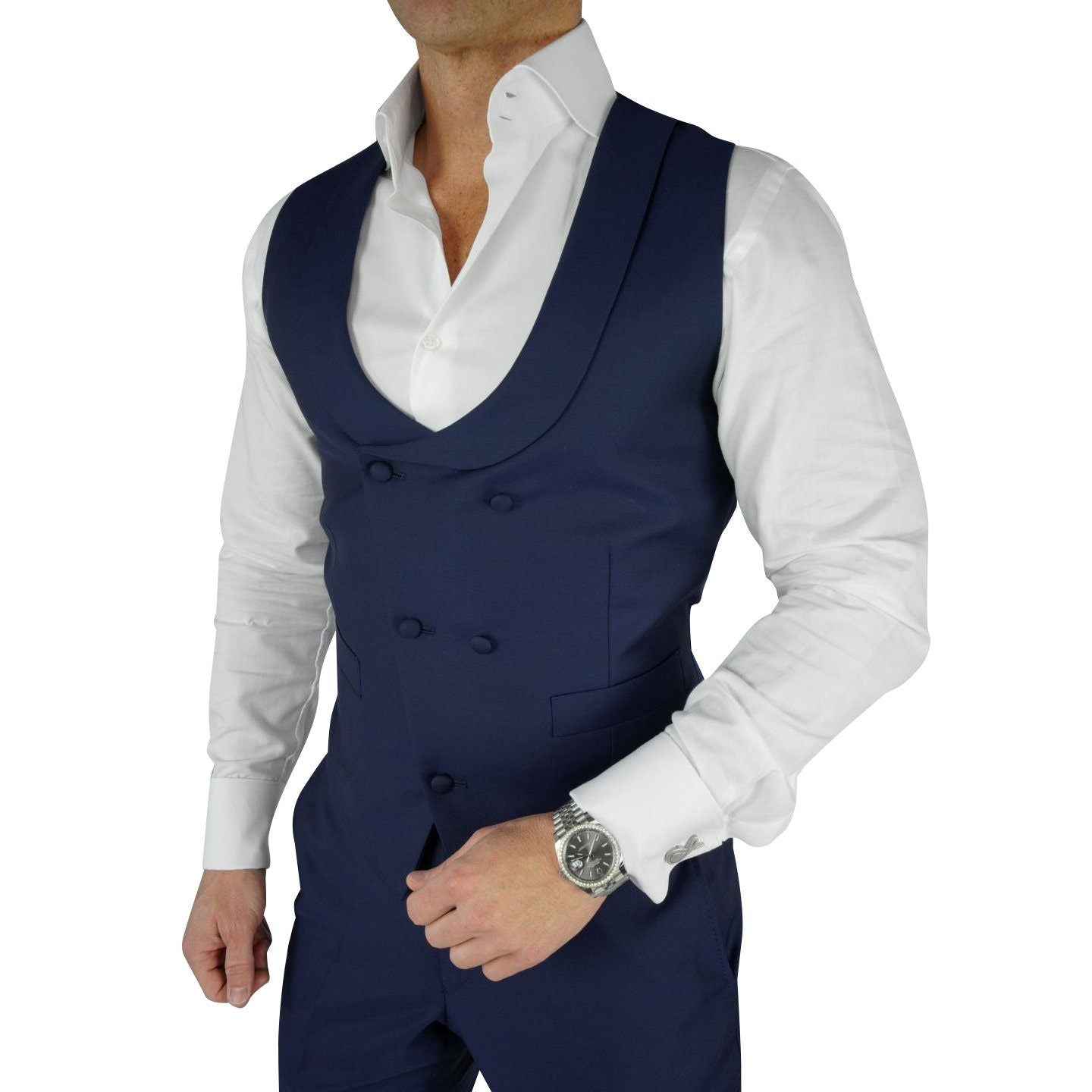 Navy Blue Evento Double Breasted Waistcoat
