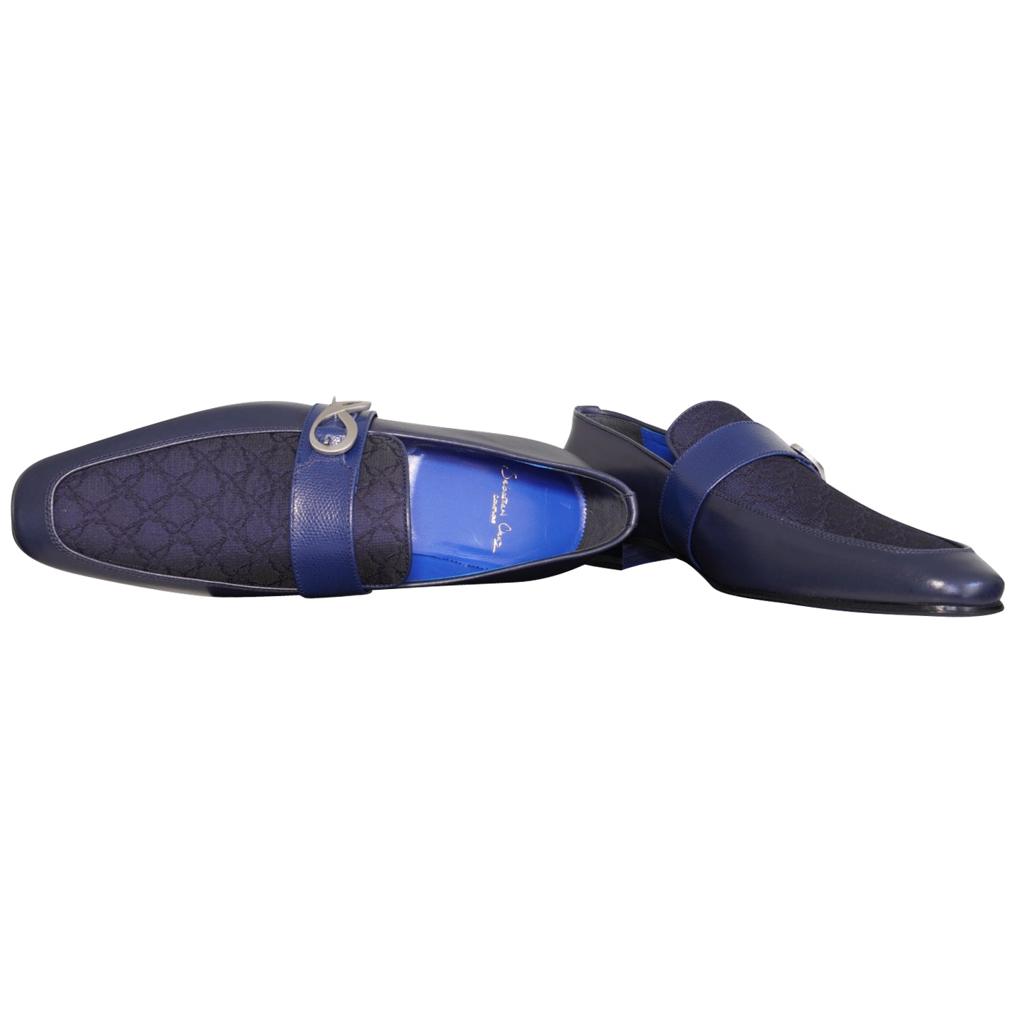 Midnight Marino Logo Monk Loafers With Silver Buckle