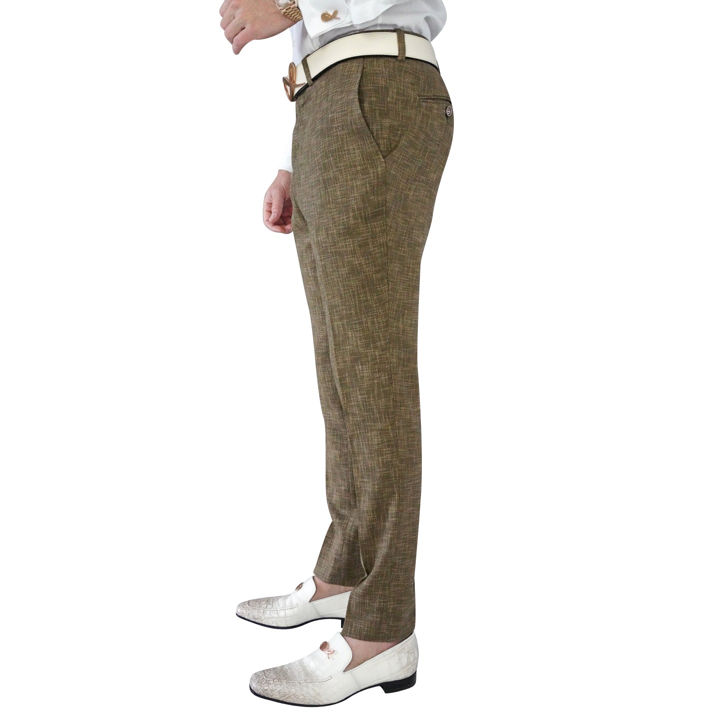 Walnut Lino Tweed Trousers