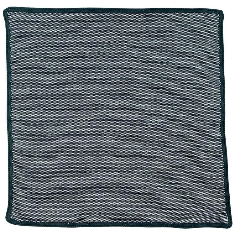Denim Du Volte with Navy Blue Signature Border - Sebastian Cruz Couture