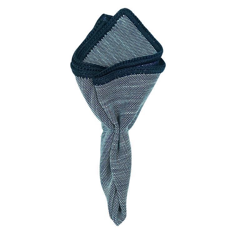 Denim Du Volte with Navy Blue Signature Border - Sebastian Cruz Couture