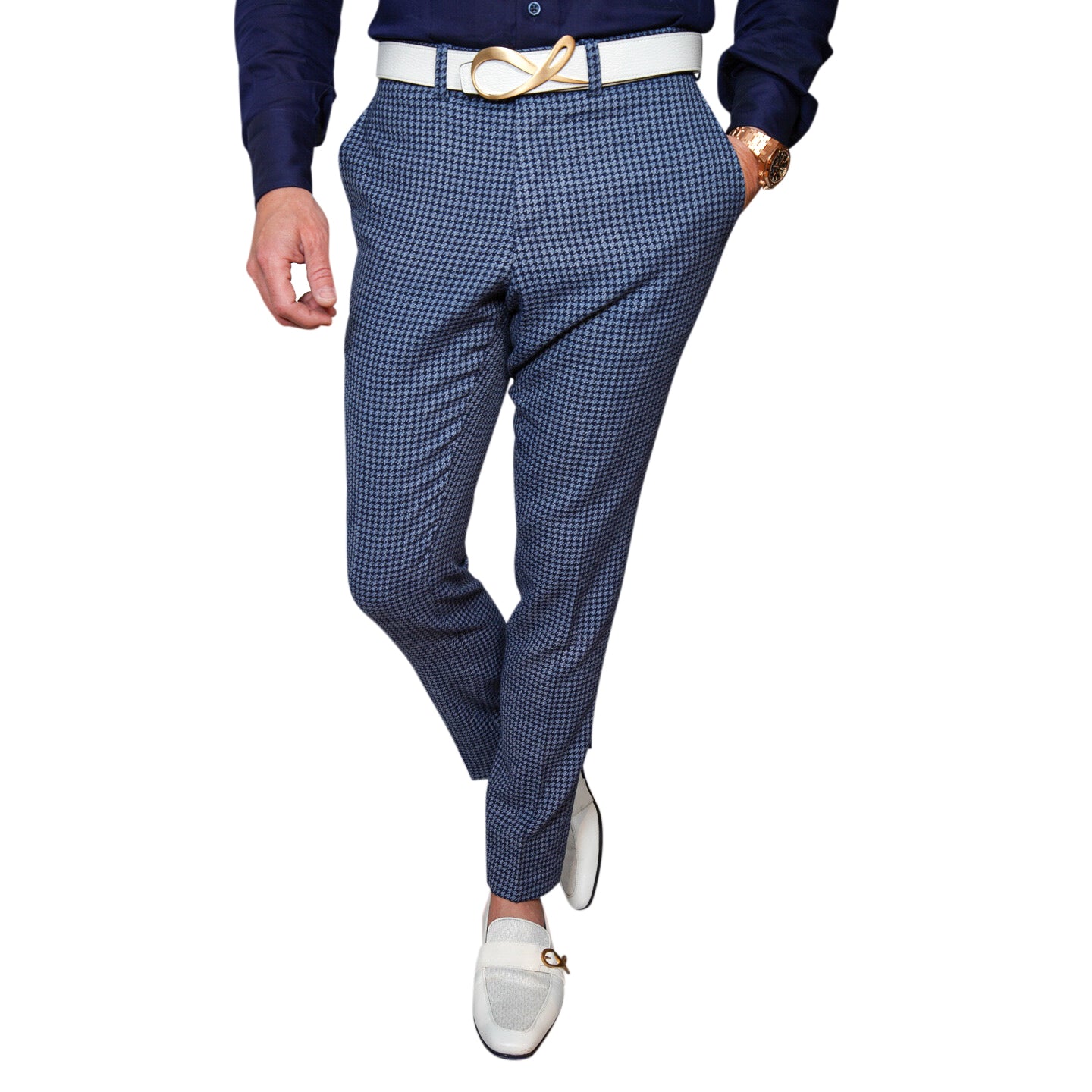 Powder Mica Blu Boucle Trousers @ The Vault