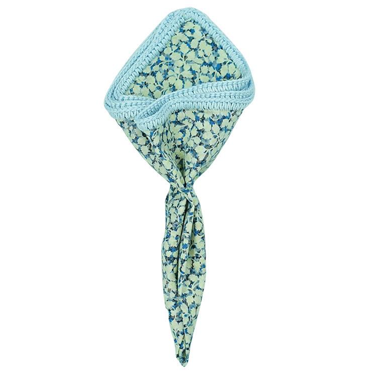 Floral Ceruleo with Sky Blue Signature Border - Sebastian Cruz Couture