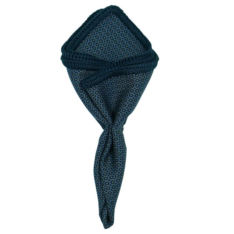 Fumo Di Ombra with Navy Blue Signature Border - Sebastian Cruz Couture