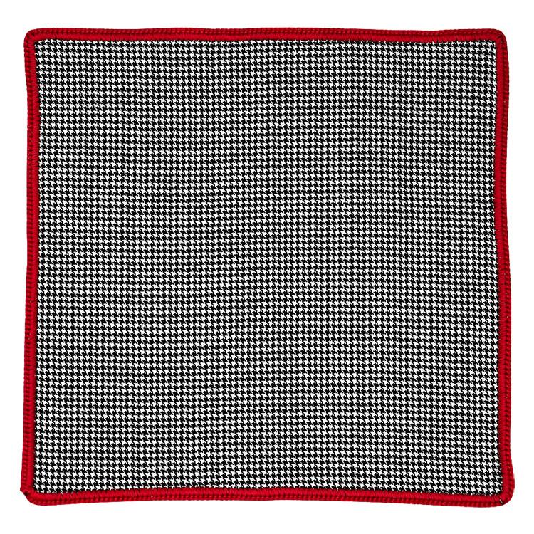 Houndstooth Cachemire with Red Signature Border - Sebastian Cruz Couture