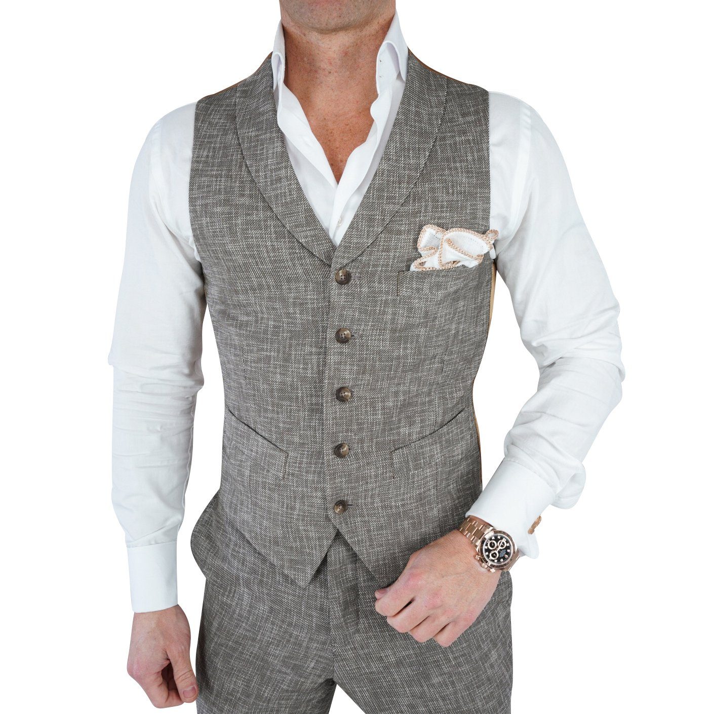 Hazel Lino Tweed Ciottoli Waistcoat